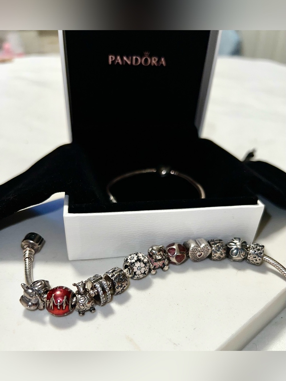 Bundle of (14) Pandora Charms, Clasps and Bracelets